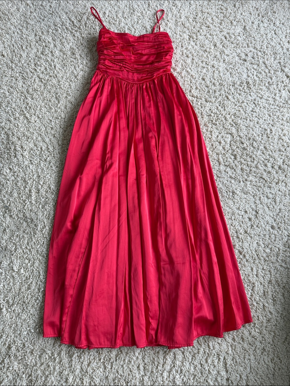 Red A&F satin maxi dress